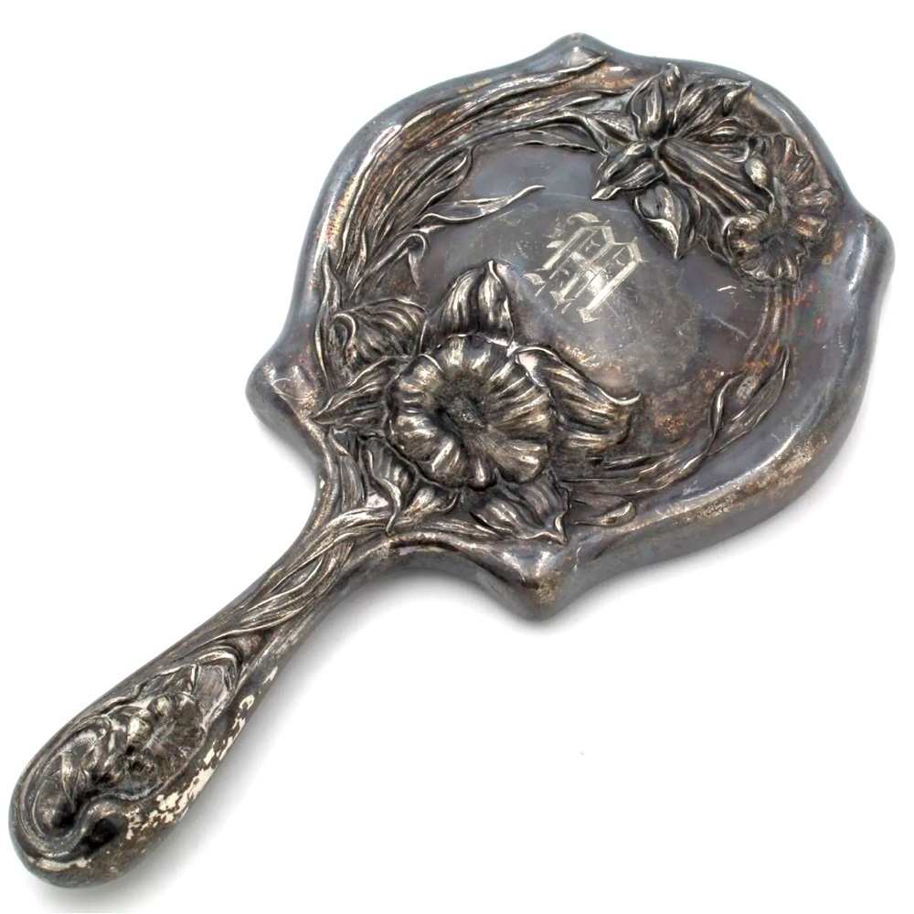 Antique Silver Repousse Handheld Vanity Mirrors individual or bundle all 4